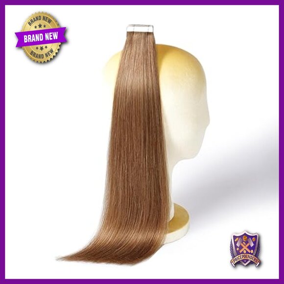 18-Inch Tape-In Human Hair Extensions, 20 Pieces, Straight, Salon Quality main image 7